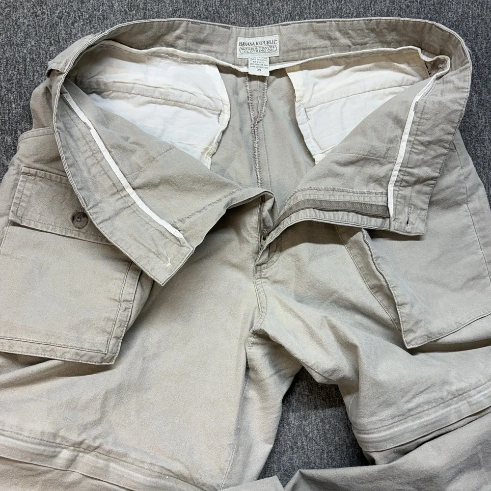 VTG 80s Banana Republic Safari Travel Convertible Cargo Pants Men's 34x32 Hiking